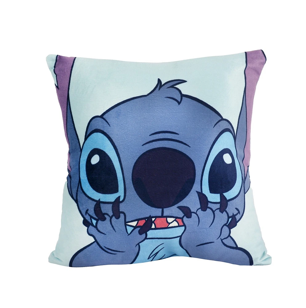 Ensemble de jeté et coussin en peluche Stitch 