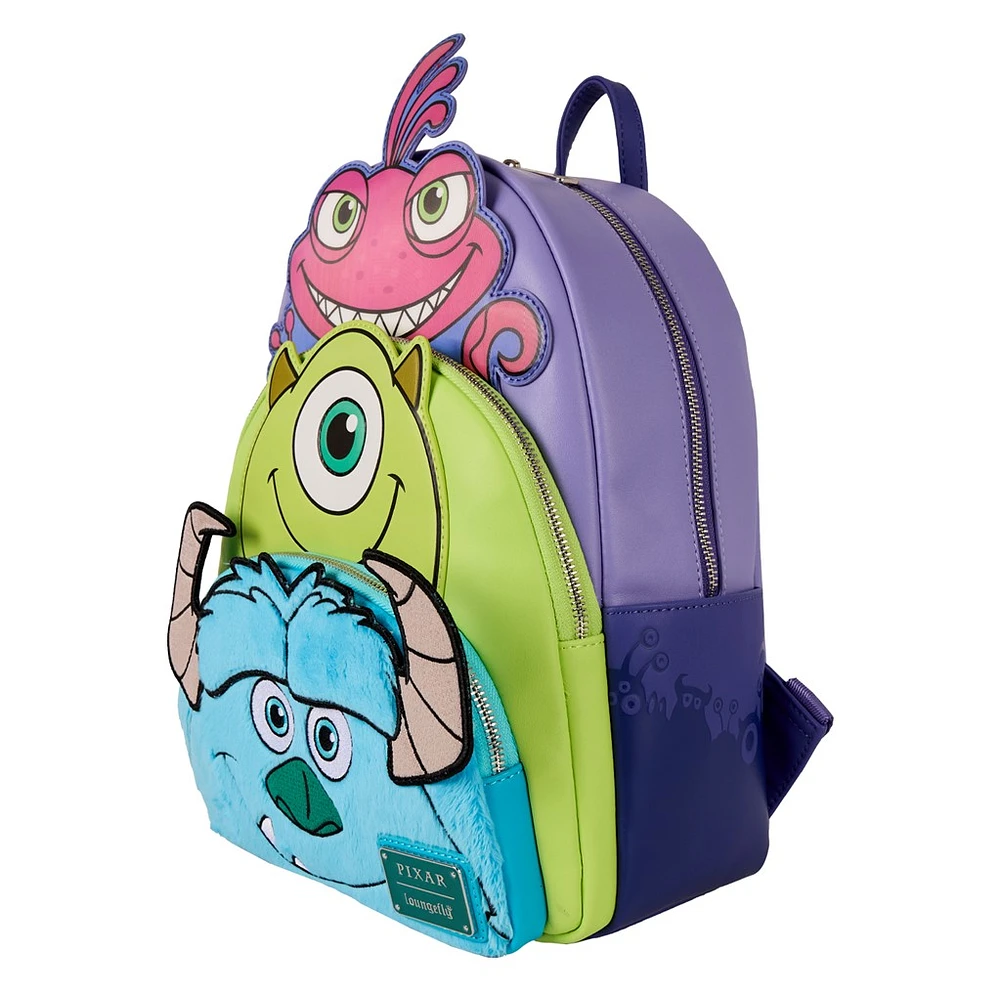 Loungefly: Monsters, Inc. - Sulley, Mike, & Randall Triple Pocket Mini Backpack 