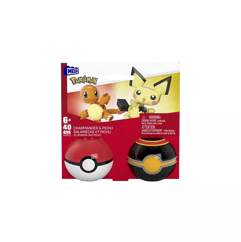 Pokémon Pokeball 2-Pack Charmander & Pichu Building Toy Kit 