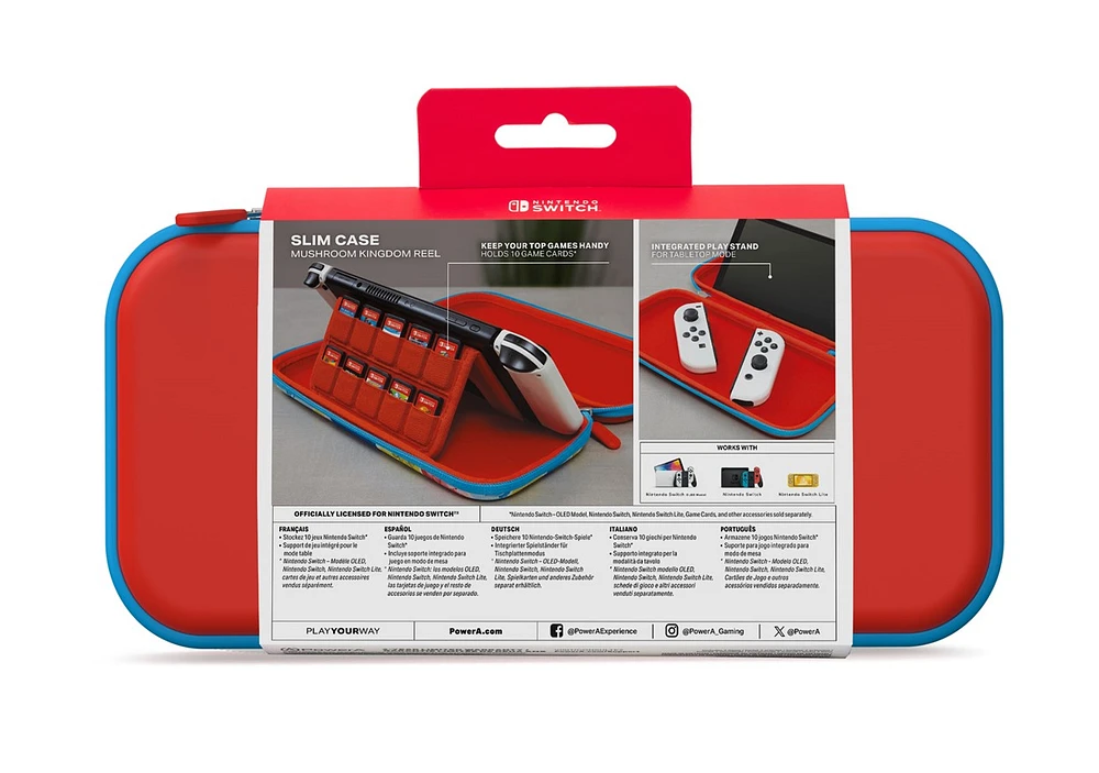 PowerA Slim Case for Nintendo Switch - OLED Model, Nintendo Switch, Nintendo Switch Lite - Mushroom Kingdom Reel