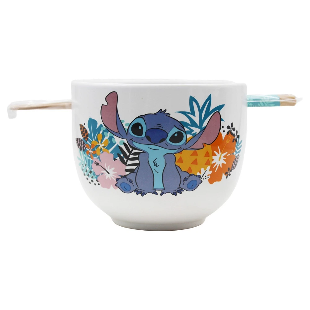 Bol de ramen aux fleurs tropicales Stitch