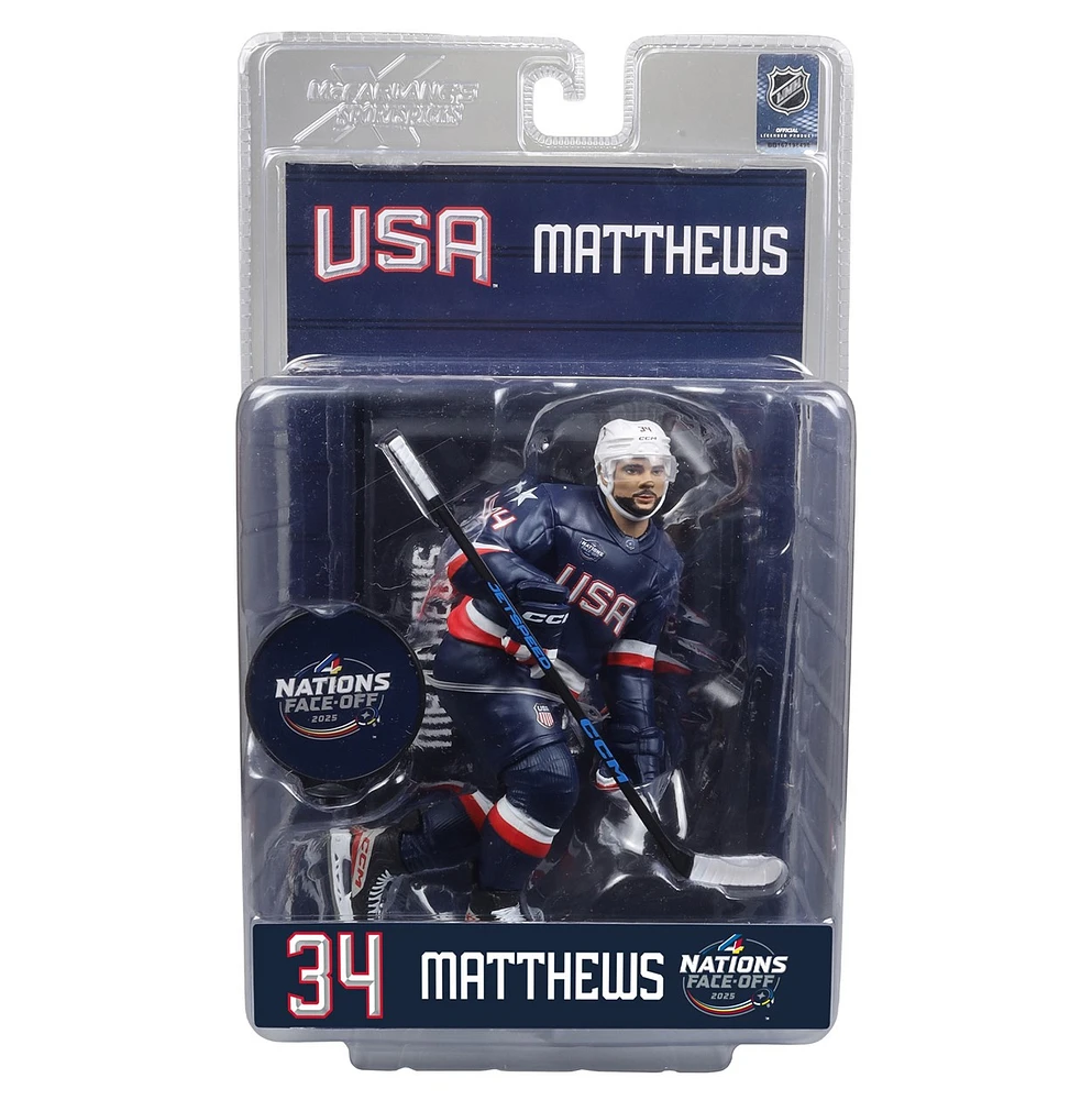 NHL POSED 7-Inch FIGURE-Auston Matthews (Team USA) 4 Nations Face Off McFarlane's SportsPicks 
