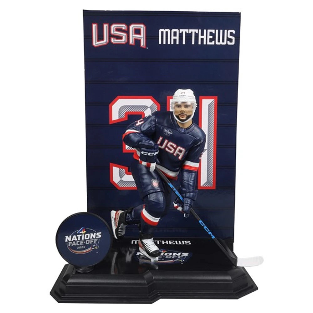 NHL POSED 7-Inch FIGURE-Auston Matthews (Team USA) 4 Nations Face Off McFarlane's SportsPicks 