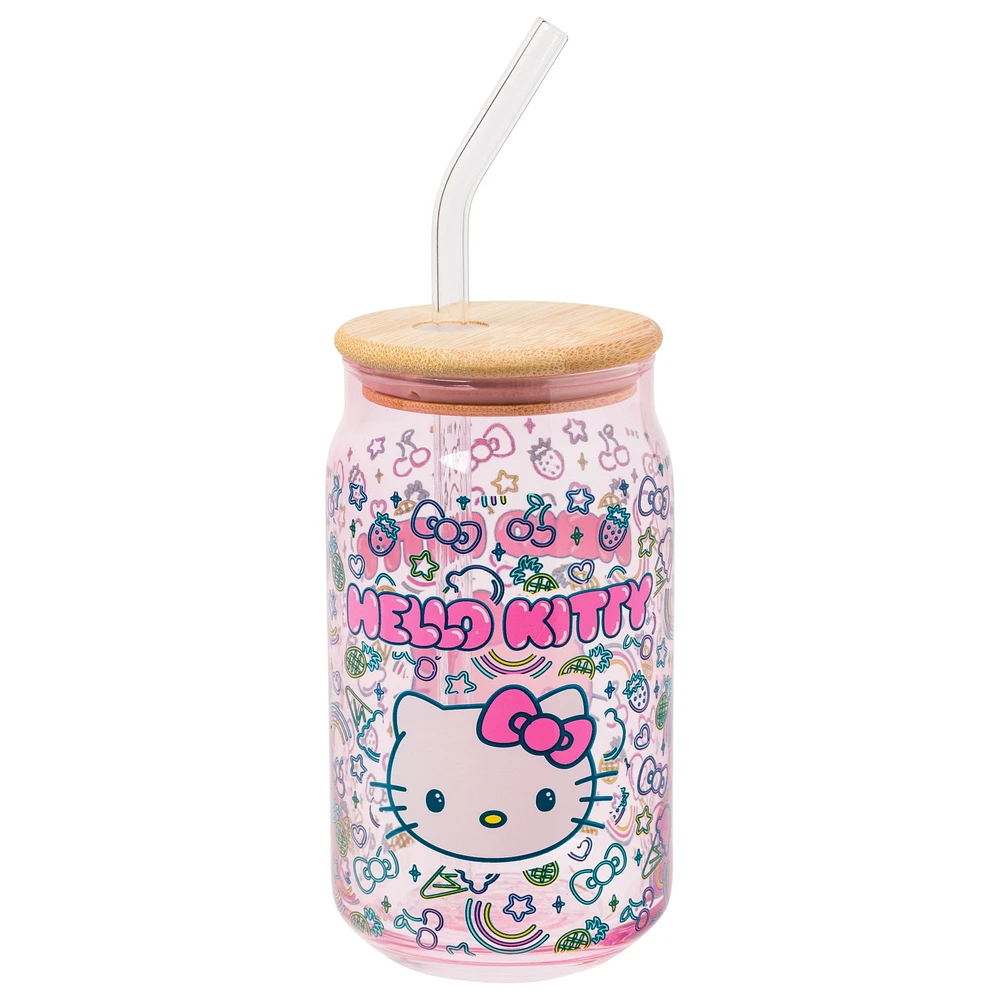 Verre à jus de fruits fluo Hello Kitty
