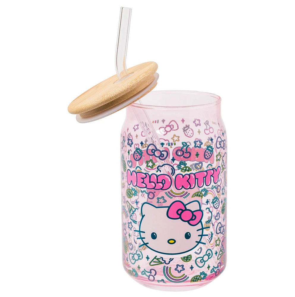 Verre à jus de fruits fluo Hello Kitty 
