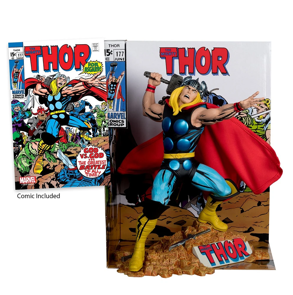 Marvel Thor 1:6th Scale Collectible with Scene & Comic (The Mighty Thor #177) 