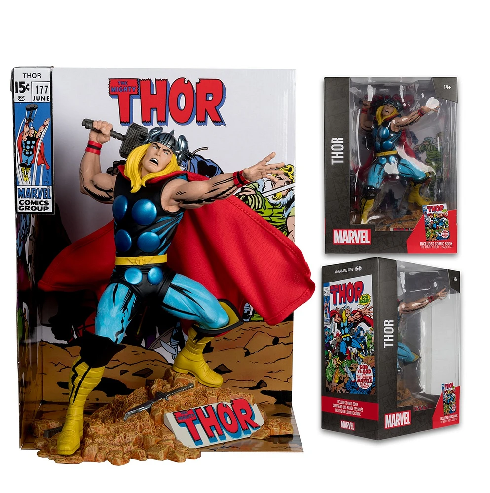Marvel Thor 1:6th Scale Collectible with Scene & Comic (The Mighty Thor #177) 