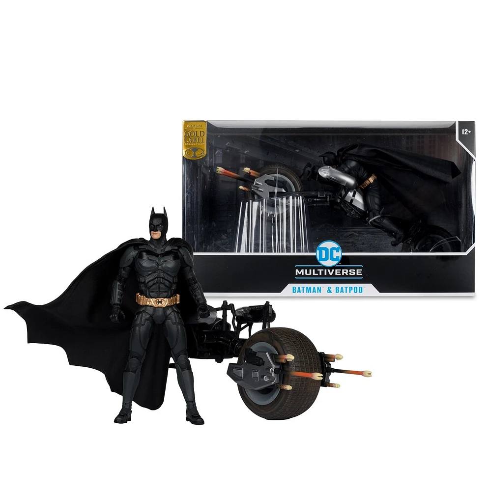 DC Multiverse Batpod and Batman (The Dark Knight Rises) Gold Label 7-Inch Action Figure and Vehicle 