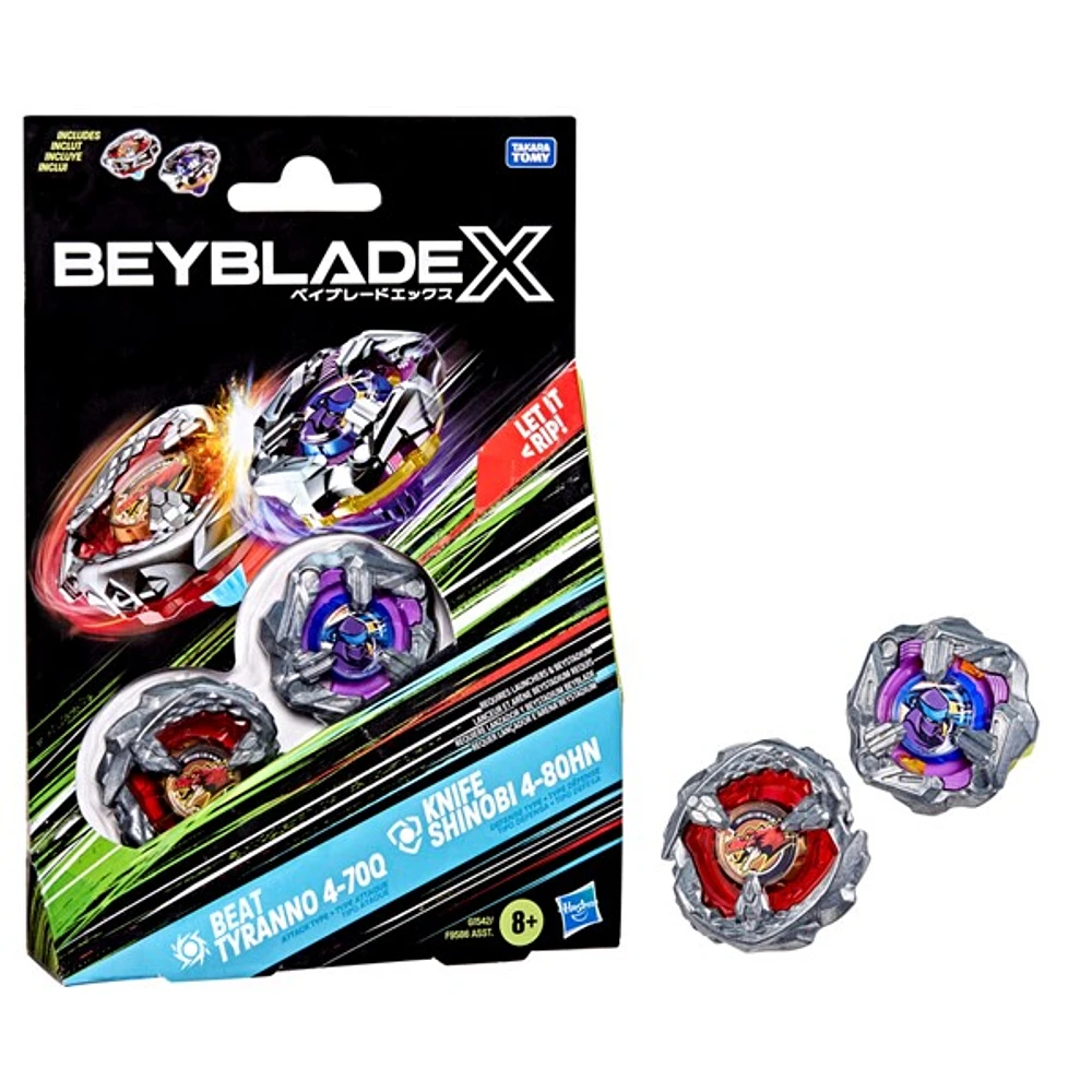 Beyblade X Beat Tyranno 4-70Q & Knife Shinobi 4-80HN Dual Pack Set