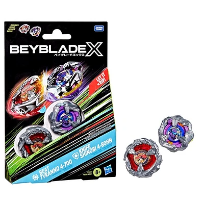 Beyblade X Beat Tyranno 4-70Q & Knife Shinobi 4-80HN Dual Pack Set 