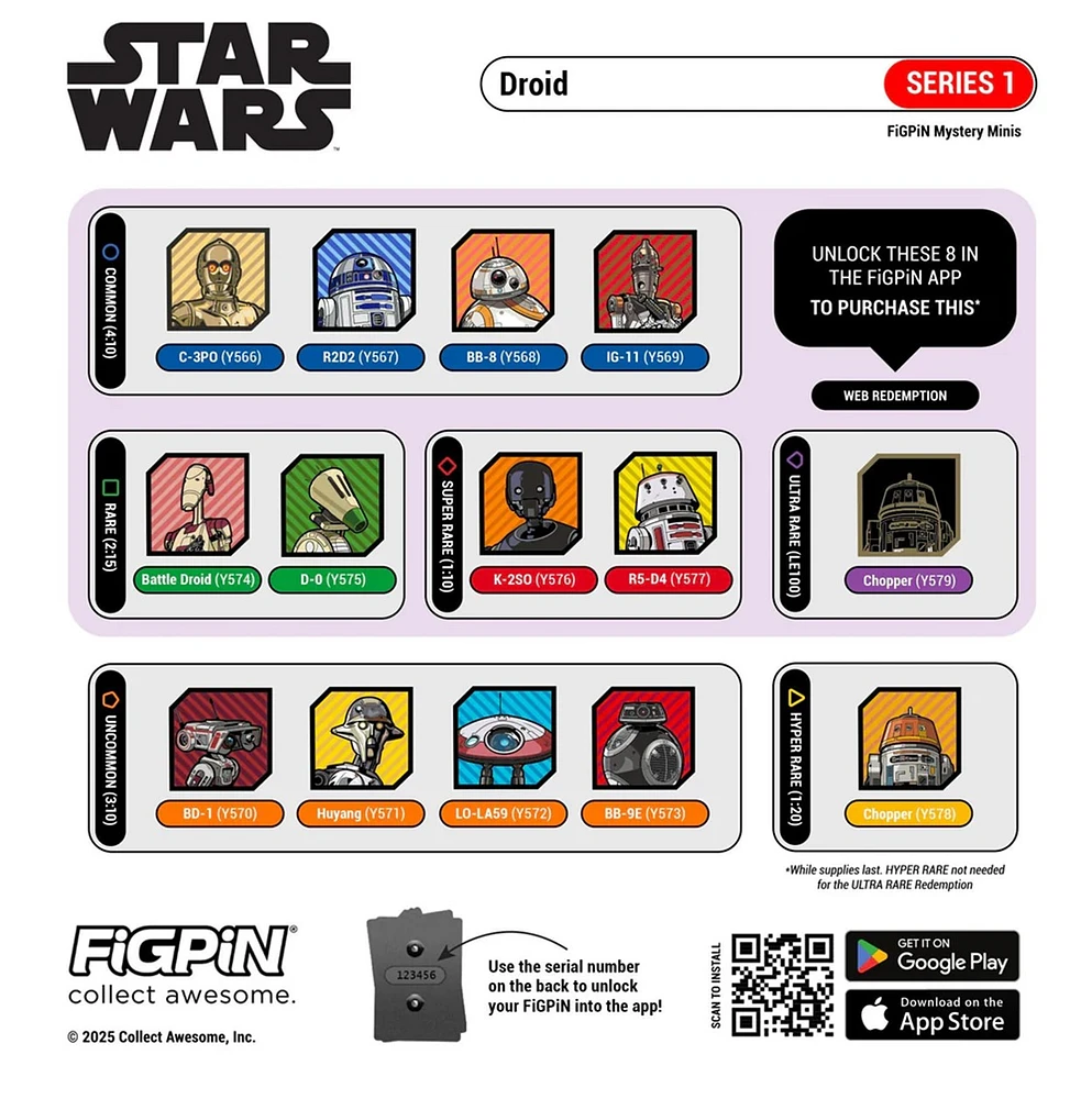Star Wars Droids Series 1 FiGPiN Mini – One Variation Chosen at Random