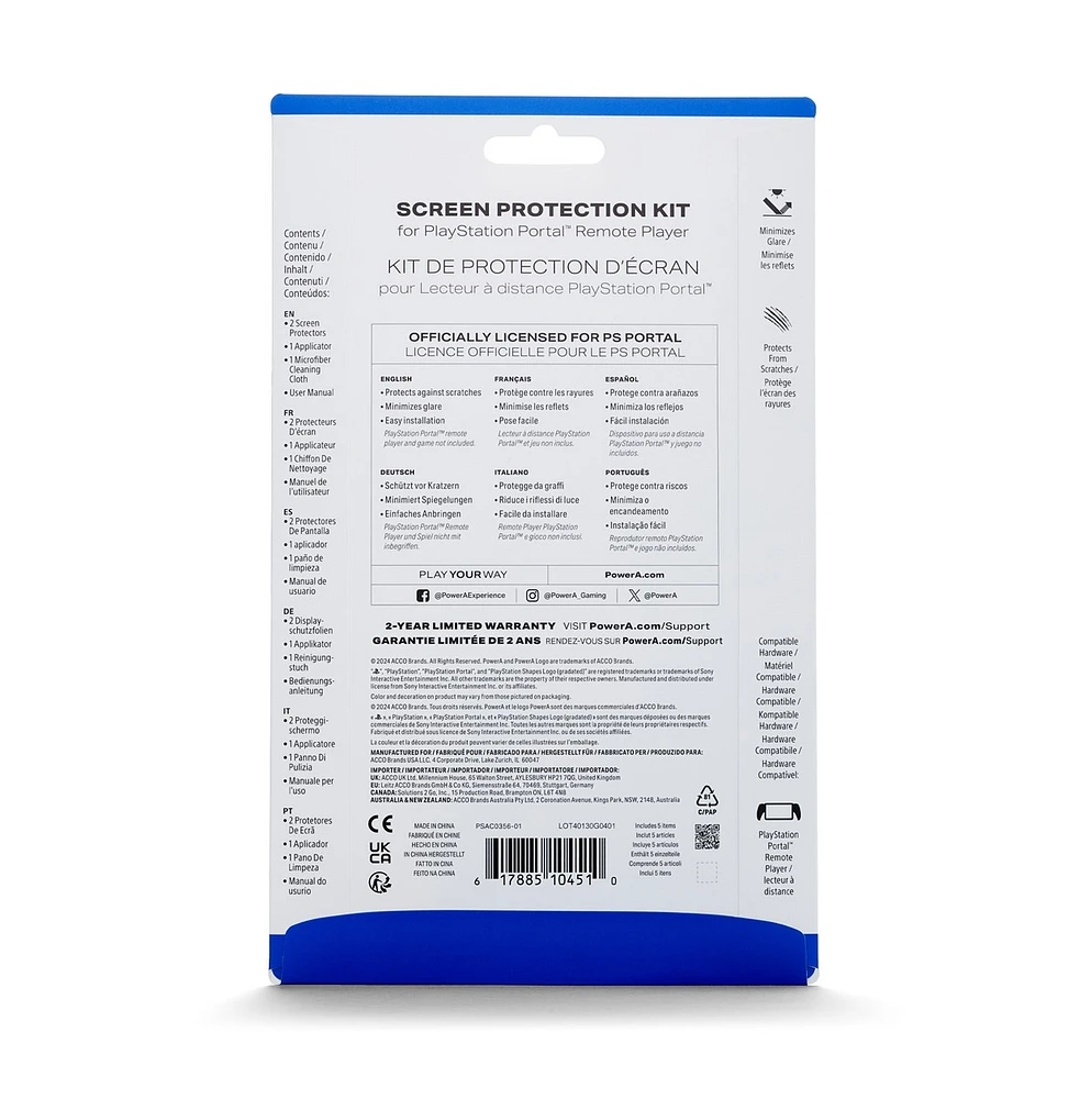 PowerA Screen Protection Kit for PlayStation Portal Remote Player 