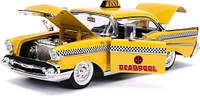 Jada 1957 Chevrolet Bel Air Taxi Yellow with Deadpool Die-cast Figure Marvel Series 1/24 Die-cast Vehicle Replica
