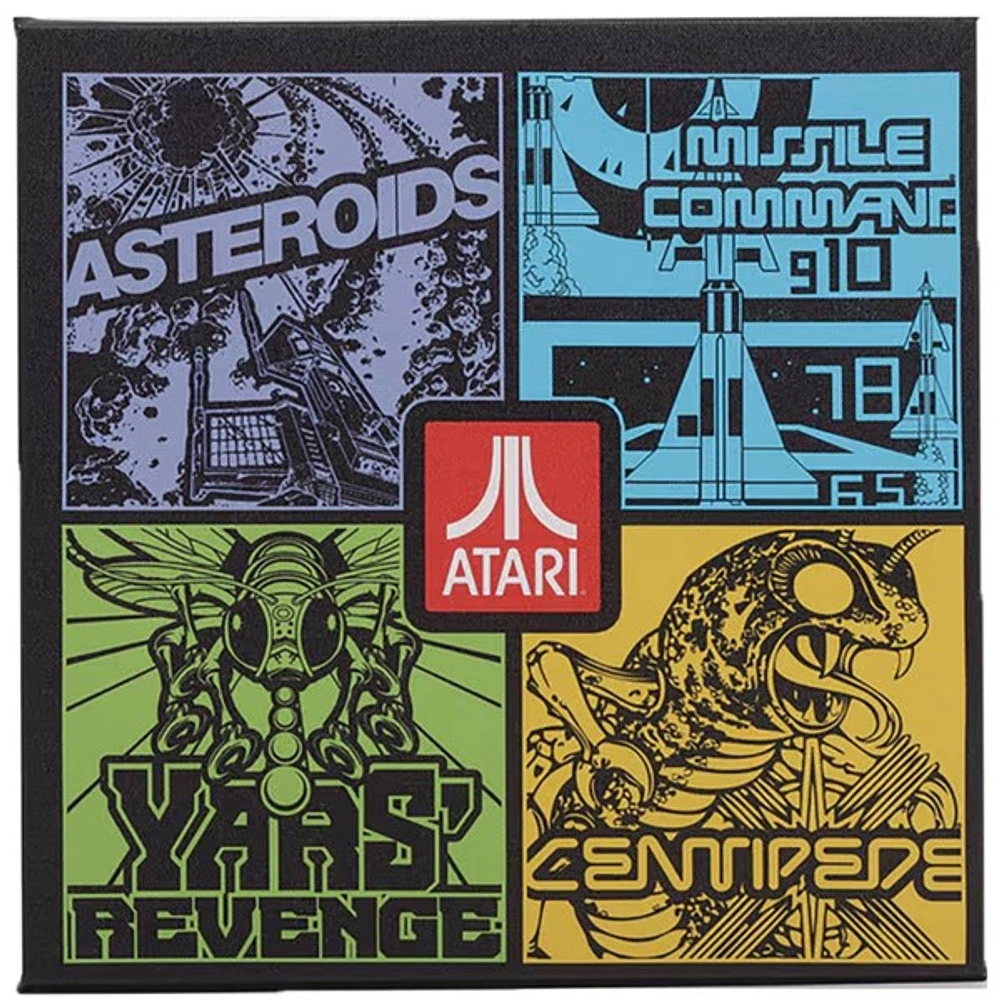 Décoration murale sur toile de 12 pouces avec collage de jeux rétro Atari