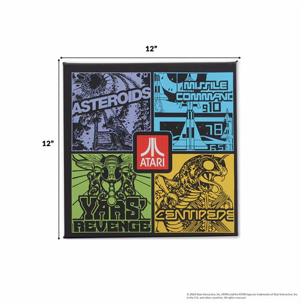 Décoration murale sur toile de 12 pouces avec collage de jeux rétro Atari 