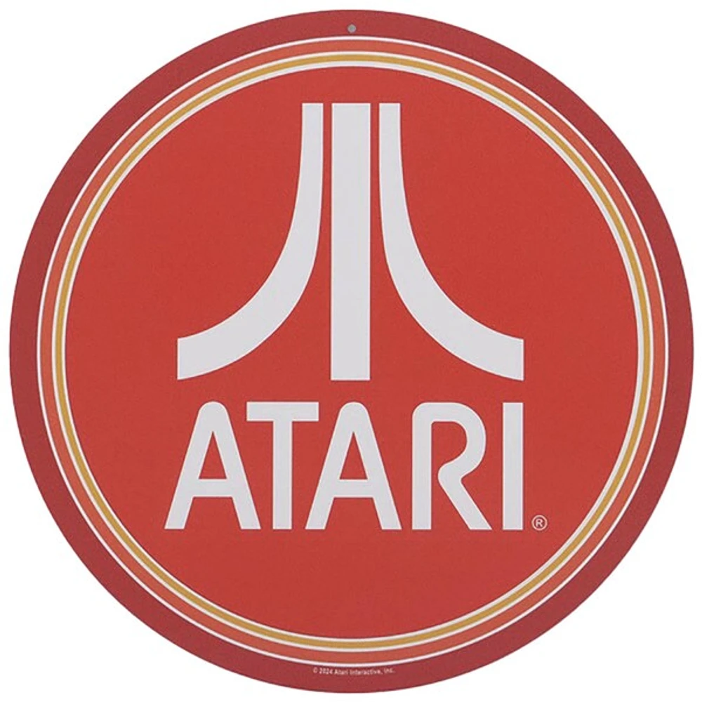 Panneau rond en métal avec logo Atari Red de 11 pouces 