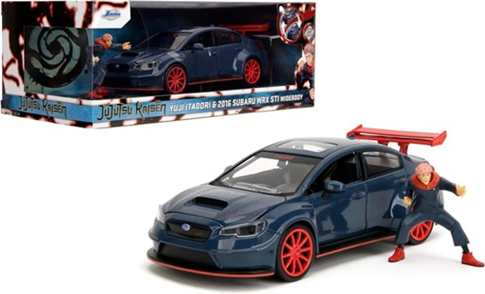 Jada Toys 2016 Subaru WRX STI w/Yuji Itadori Die-Cast Figure, Jujutsu Kaisen 1:24 Scale