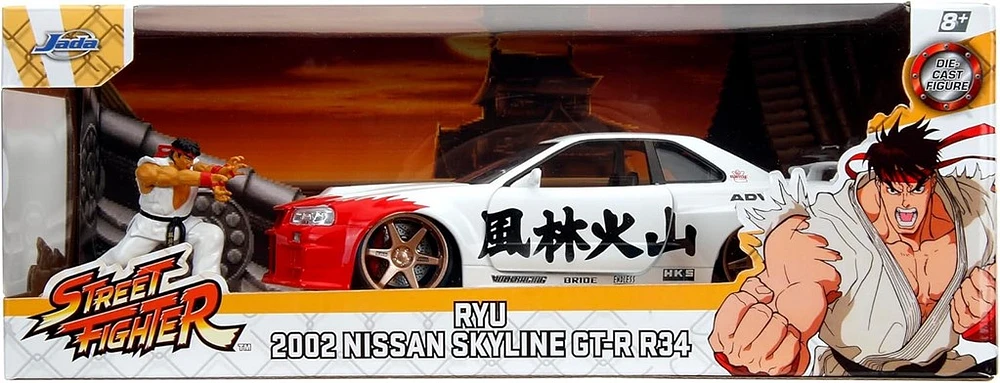 Jada Street Fighter 2002 Nissan Skyline GTR Ryu 1/24 Scale Die-Cast Vehicle Replica 