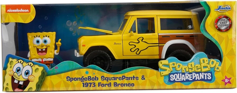 Jada Hollywood Rides 1:24 Scale Die-Cast 1972 Ford Bronco with Spongebob Figure 