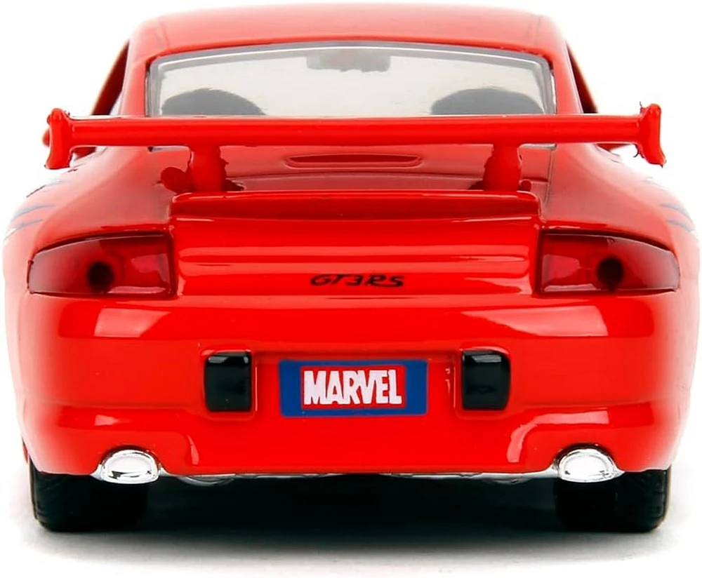 Jada Hollywood Rides Spider-Man Porsche 911 GT3 RS 1:32 – Die-Cast Vehicle Paint, Opening Doors Marvel Theme – Red/Blue