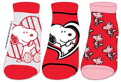 Peanuts : Lot de 3 paires de chaussettes cœur rouge Snoopy 