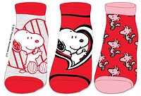 Peanuts : Lot de 3 paires de chaussettes cœur rouge Snoopy 