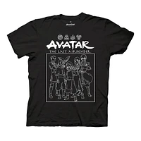 T-shirt noir Avatar le dernier maître de l'air : contour du groupe