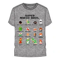 T-shirt gris Super Mario Bros. 8 bits