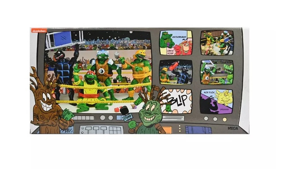 Teenage Mutant Ninja Turtles Cartoon Stump Wrestling Turtles 7" Scale NECA Action Figures - 4 Pack 