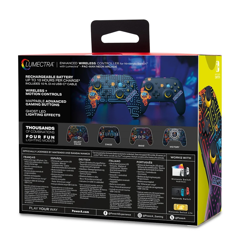 PowerA Enhanced Wireless Controller for Nintendo Switch with Lumectra – PAC-MAN Neon Arcade 