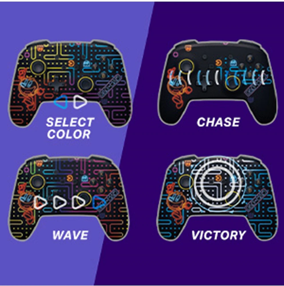 Manette sans fil améliorée PowerA pour Nintendo Switch avec Lumectra - Arcade néon PAC-MAN 