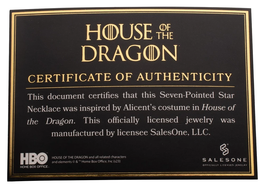 House of the Dragon: Alicent's Seven-Pointed Star Necklace 