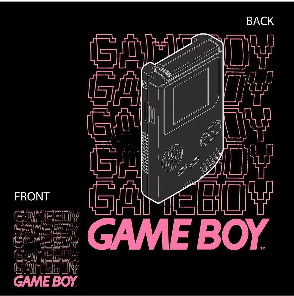 Nintendo GameBoy Pink Text 2-Sided Tee- 2XL 