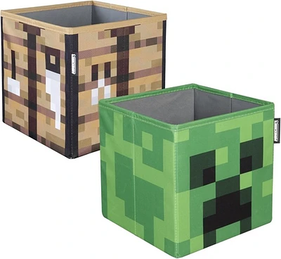 Minecraft 10 Inch Collapsible Storage Box 2 Pack - Creeper & Crafting Table 