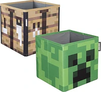 Minecraft 10 Inch Collapsible Storage Box 2 Pack - Creeper & Crafting Table 