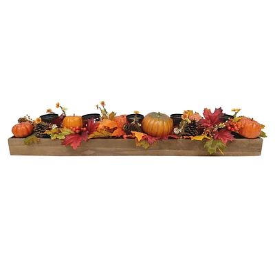 Pumpkin & Maple Leaf Candle Holder Centerpiece, 36"