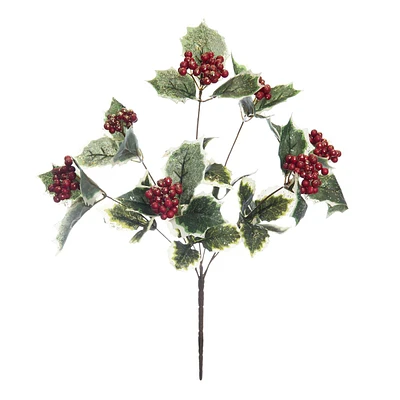 Glittered Holly & Berry Bush, 18"