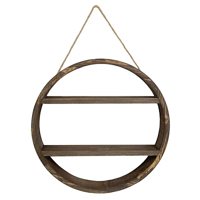 Wooden Round Hanging Wall Shelf, 18"