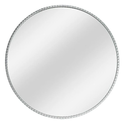 Silver Metal Gallery Round Wall Mirror, 30"