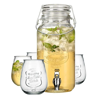 Retro Glass Beverage Dispenser, 12.5"