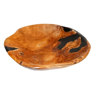 Black Organic Teak Bowl, 14"