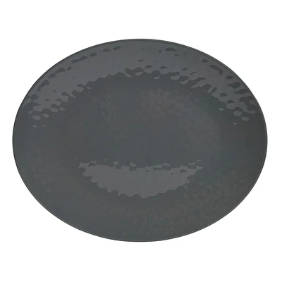 Embossed Oval Serving Tray, Light Grey