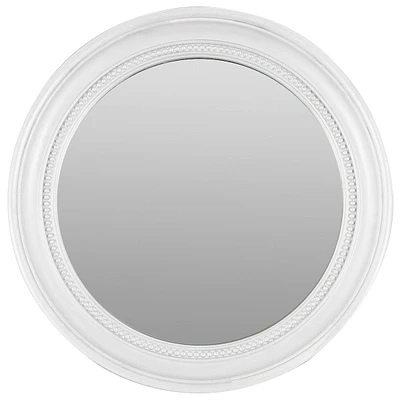 White Beaded Round Wall Mirror