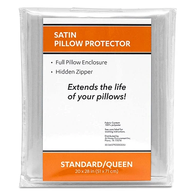 White Satin Bed Pillow Protector