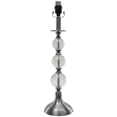 22in. Brushed Steel Crackle Glass Metal Table Lamp