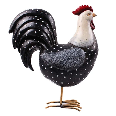 Resin Rooster With Dots, 11"