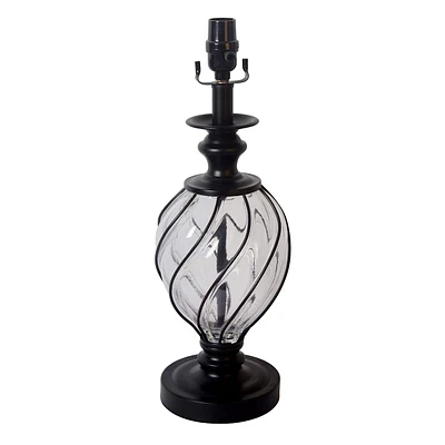 Black Glass Table Lamp Base, 19"