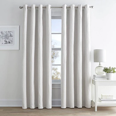 Bristol White Textured Blackout Grommet Curtain Panel, 84"