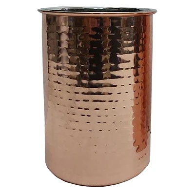 Copper Hammered Metal Utensil Crock