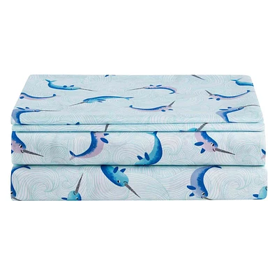 Tiny Dreamers Narwhal Swim Sheet Set, Full